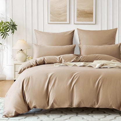 Satin Bettwäsche Set 135x200 Baumwolle 4tlg. Hellgoldbraun