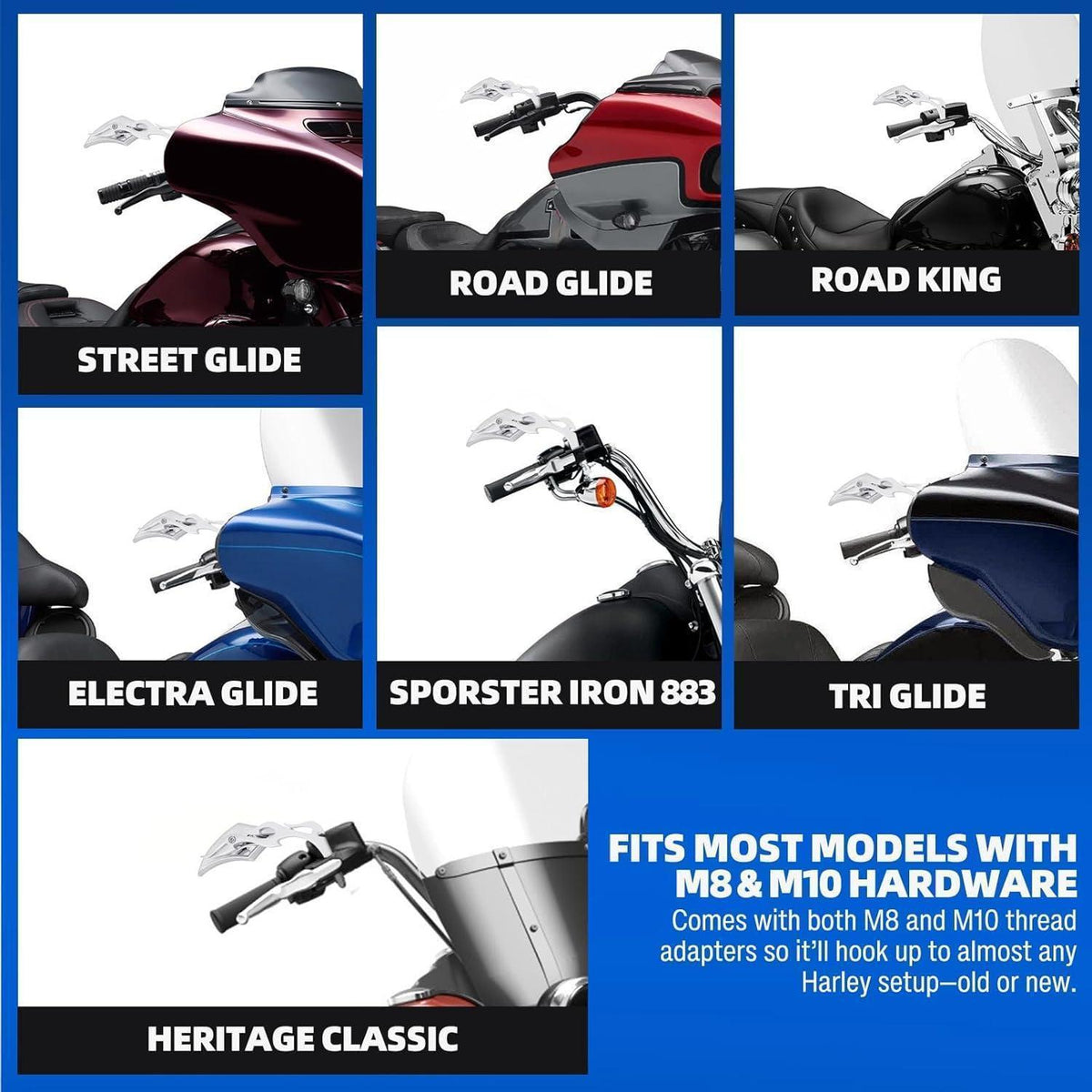 Motorrad Rückspiegel Flammenform 8mm 10mm Chrom Verstellbar