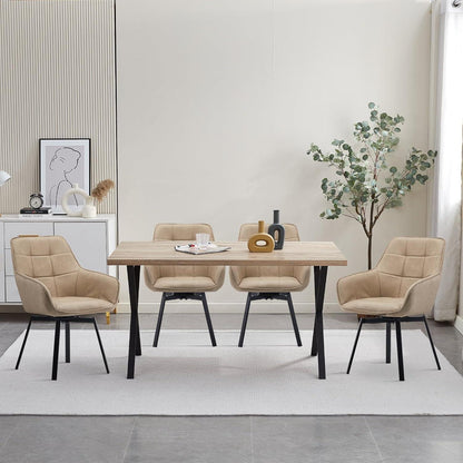 Drehbarer Esszimmerstuhl Set 4er – Beige in Lederoptik