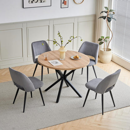 Runder Esstisch Set mit 4 Cord-Stühlen – Modernes Esszimmer Set