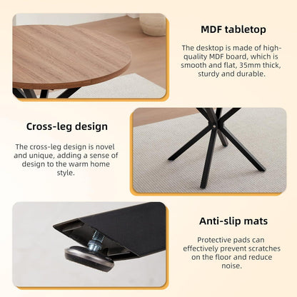 Runder Esstisch Set mit 4 Cord-Stühlen – Modernes Esszimmer Set