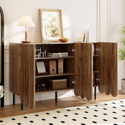 Schmaler Schrank mit Wellentüren & Rebound-Mechanismus (120x35x80)