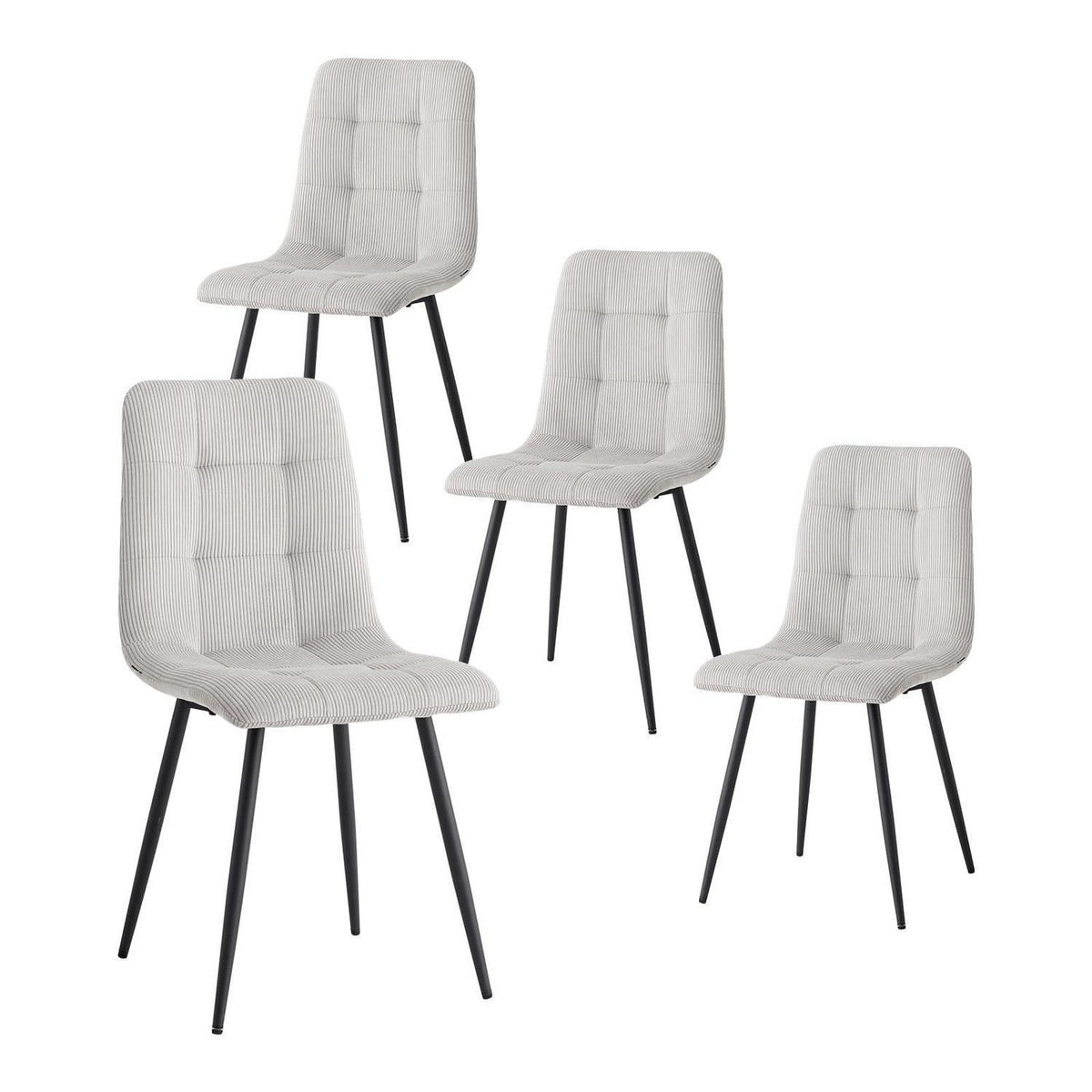 Moderner Esszimmerstuhl Set 4x Grau, Cord & Metall