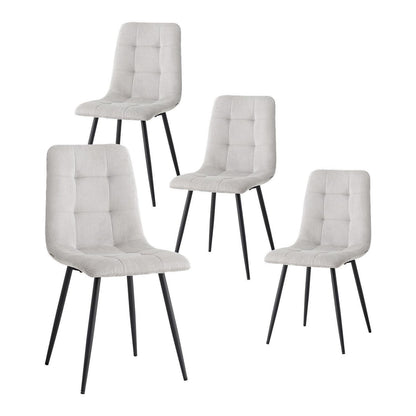 Moderner Esszimmerstuhl Set 4x Grau, Cord & Metall