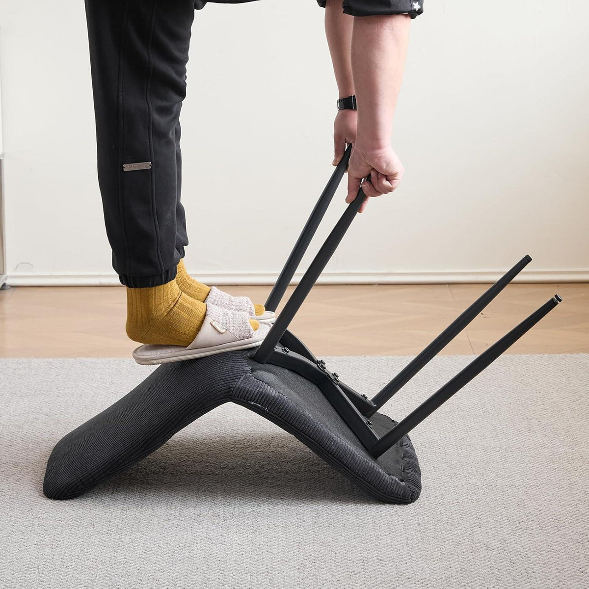 Moderner Esszimmerstuhl Set 4er-Pack, Cord-Polsterung Schwarz