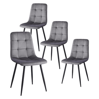 Moderner Esszimmerstuhl Set Grau – Bequemer Samtstuhl mit Metallbeinen