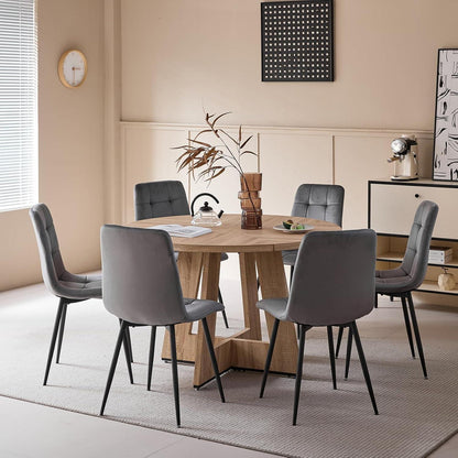 Moderner Esszimmerstuhl Set Grau – Bequemer Samtstuhl mit Metallbeinen