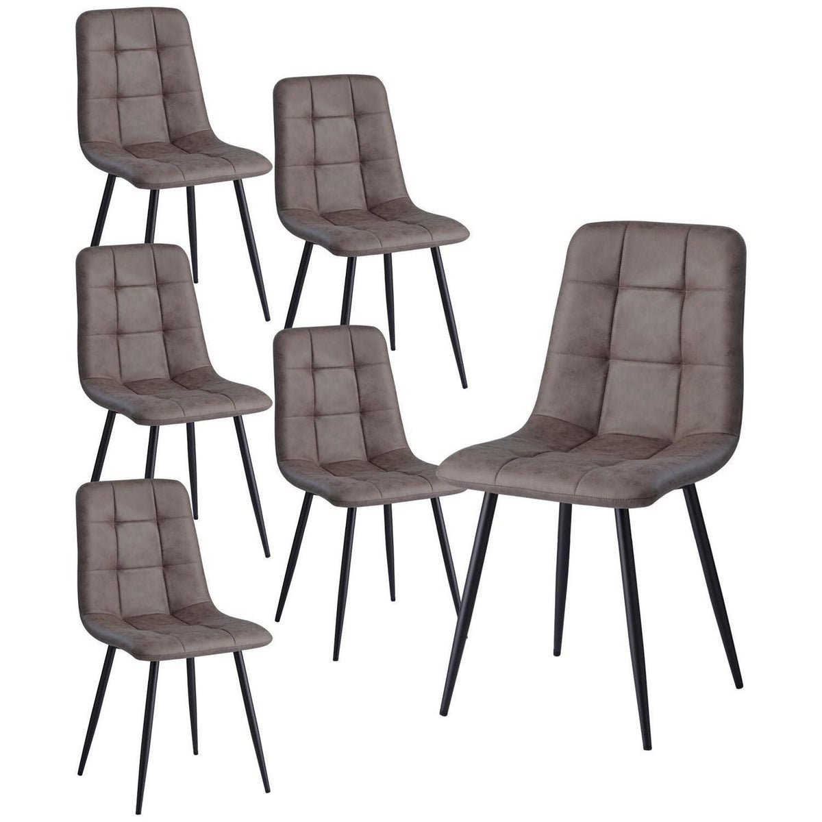 Moderner Esszimmerstuhl-Set Dunkelbraun 6er-Set – Bequemer Küchenstuhl