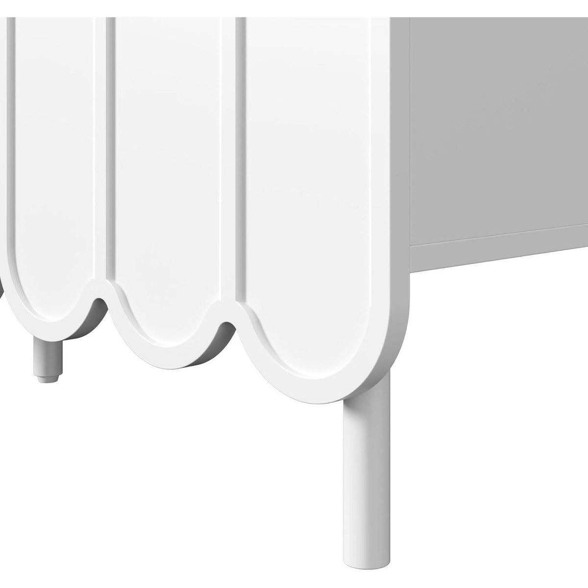 Weißes Sideboard mit Wellentüren & Rebound-Mechanismus (120x35x80)