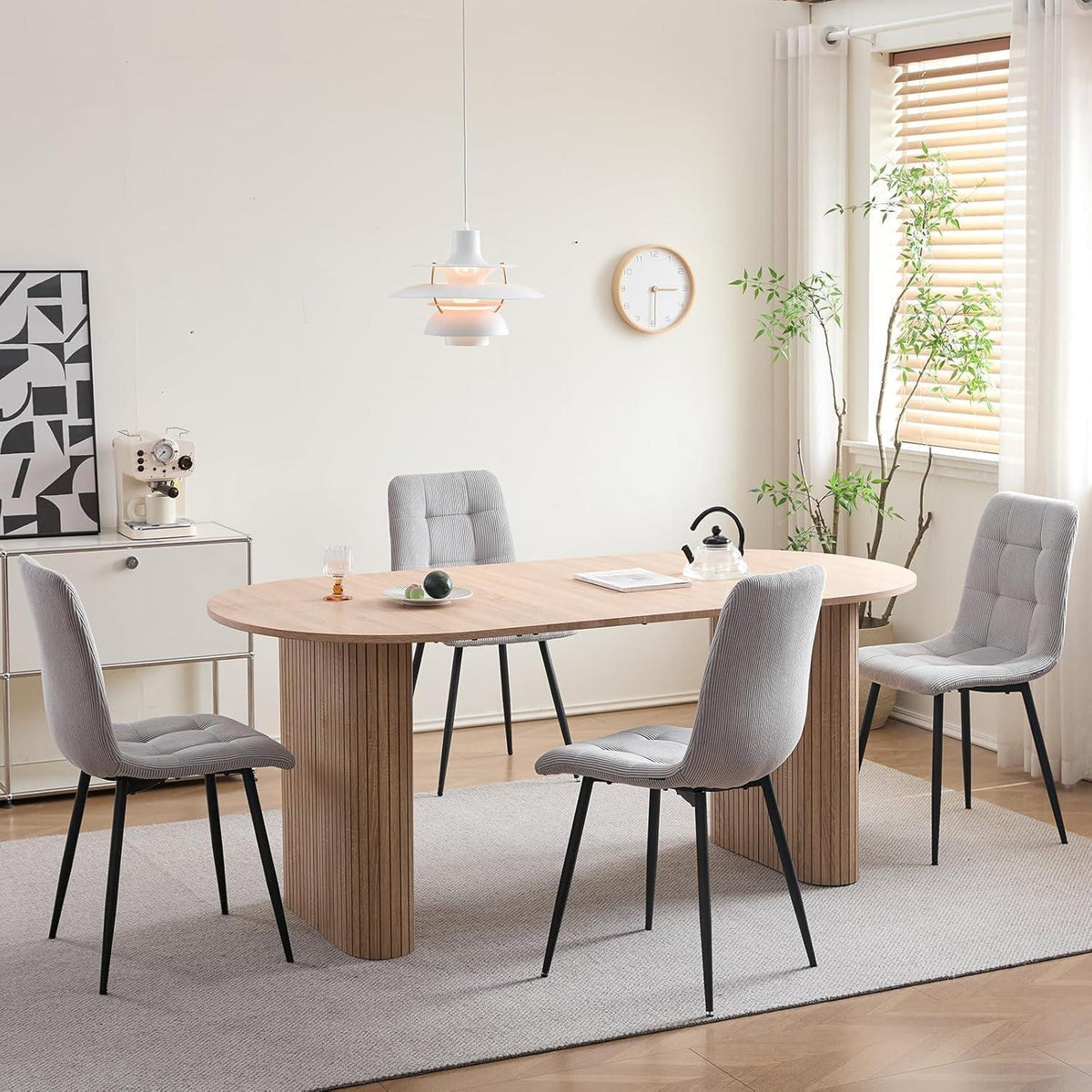 Moderner Esszimmerstuhl 2er-Set, Grau Cordpolsterung