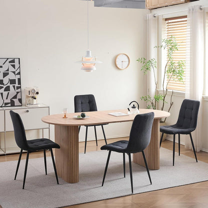 Moderner Esszimmerstuhl 2er-Set mit Cordpolsterung Schwarz