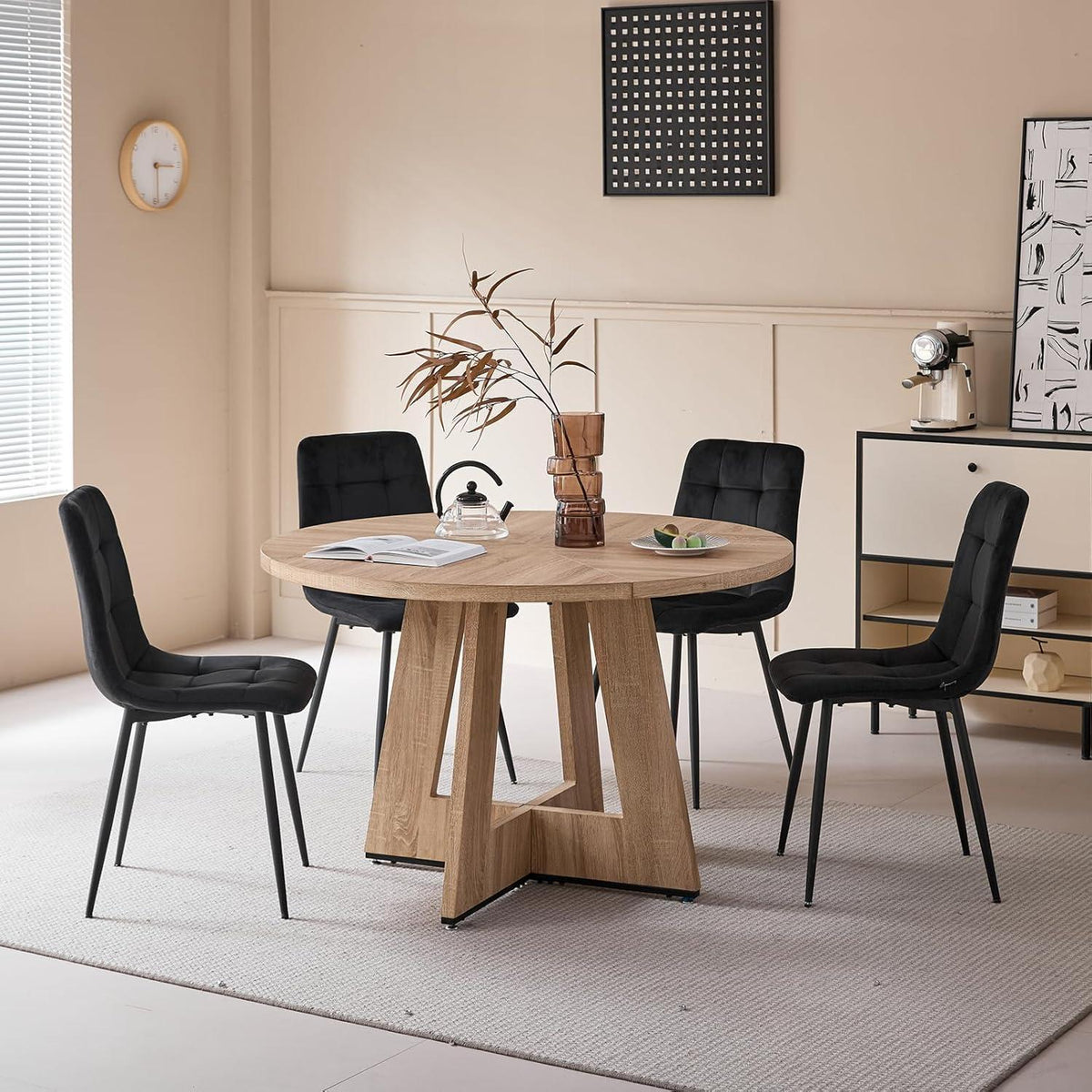 8 Esszimmerstühle mit Samtbezug & Metallbeinen Schwarz