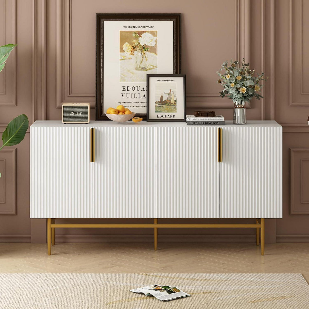 Modernes Sideboard mit 4 Türen & Schubladen – Weiß