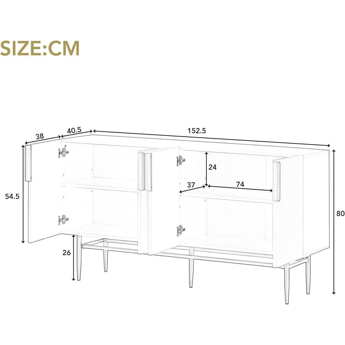 Modernes Sideboard mit 4 Türen & Schubladen – Weiß