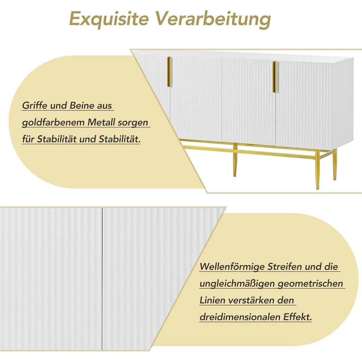 Modernes Sideboard mit 4 Türen & Schubladen – Weiß