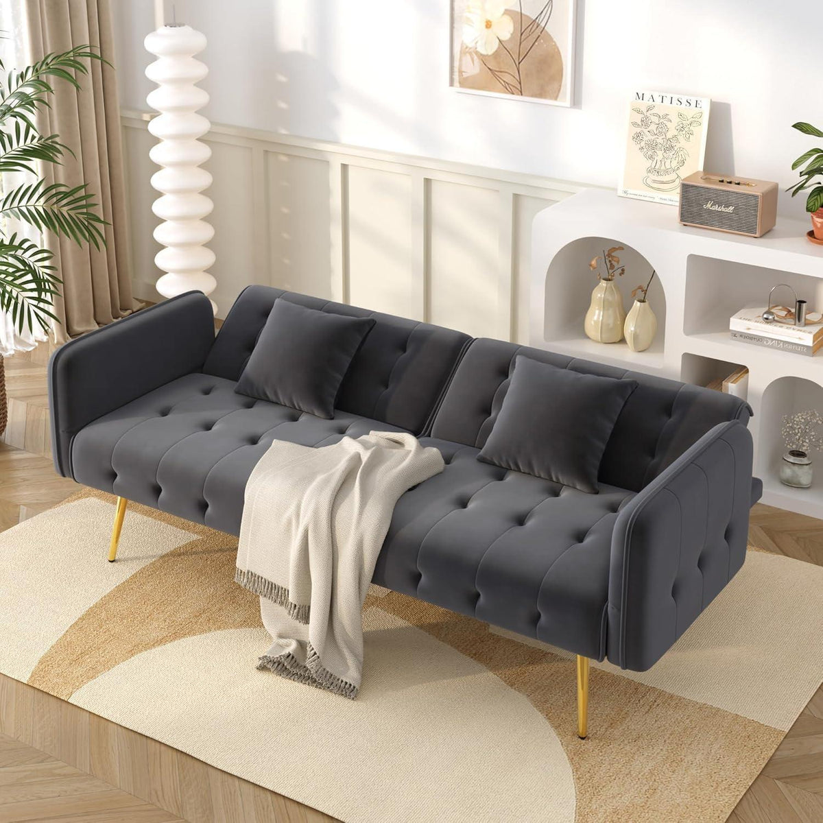 2-Sitzer Schlafsofa mit verstellbarer Rückenlehne (Grau)