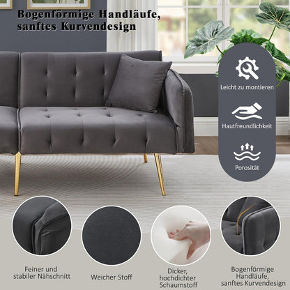 2-Sitzer Schlafsofa mit verstellbarer Rückenlehne (Grau)