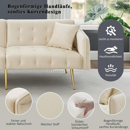 2-Sitzer Schlafsofa mit verstellbarer Rückenlehne (Beige)