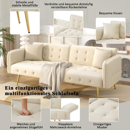 2-Sitzer Schlafsofa mit verstellbarer Rückenlehne (Beige)