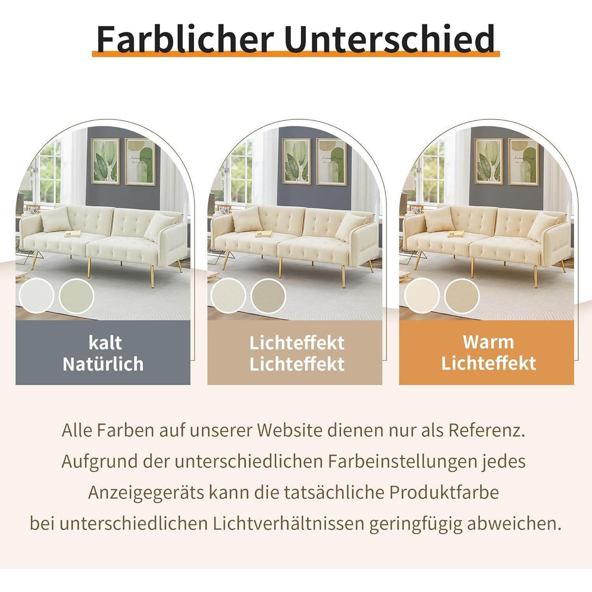 2-Sitzer Schlafsofa mit verstellbarer Rückenlehne (Beige)