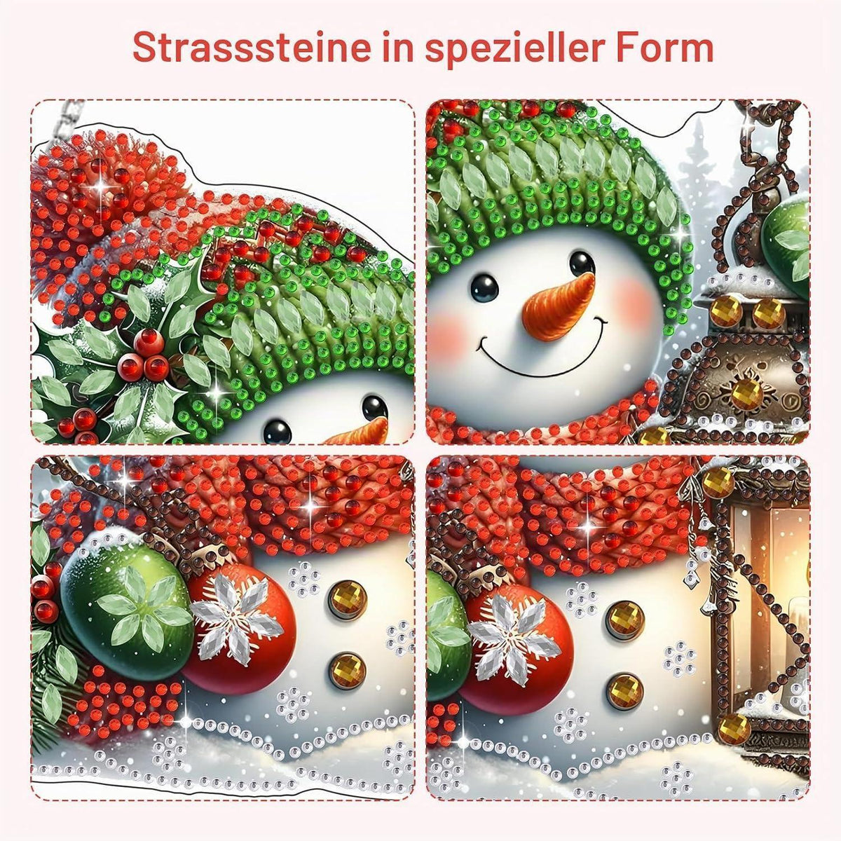 Diamant Painting Anhänger Schneemann mit Laterne – Weihnachtliches DIY Set