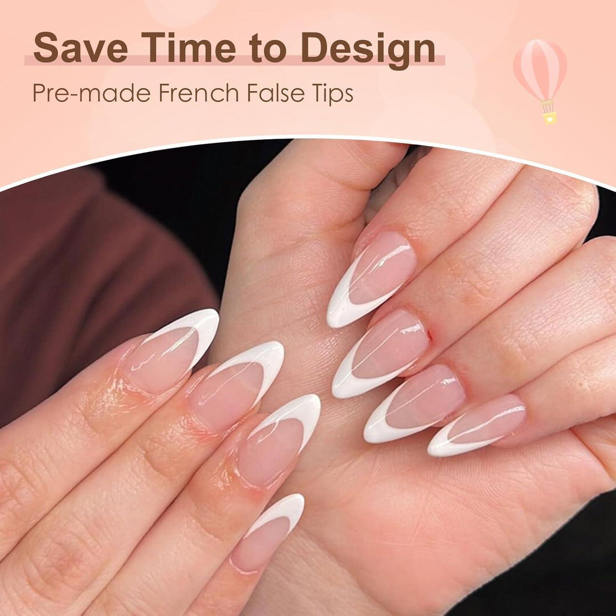 Künstliche French Nails – 120 Stück Mandel Nagelspitzen