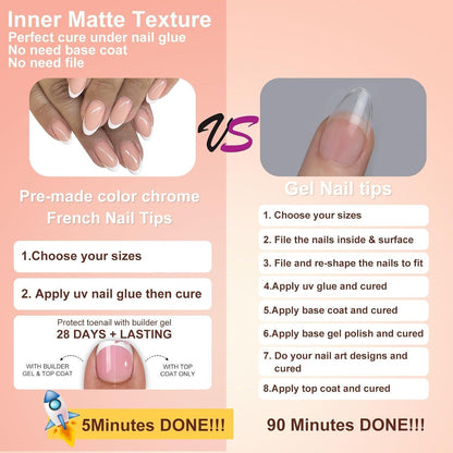 Künstliche French Nails – 120 Stück Mandel Nagelspitzen