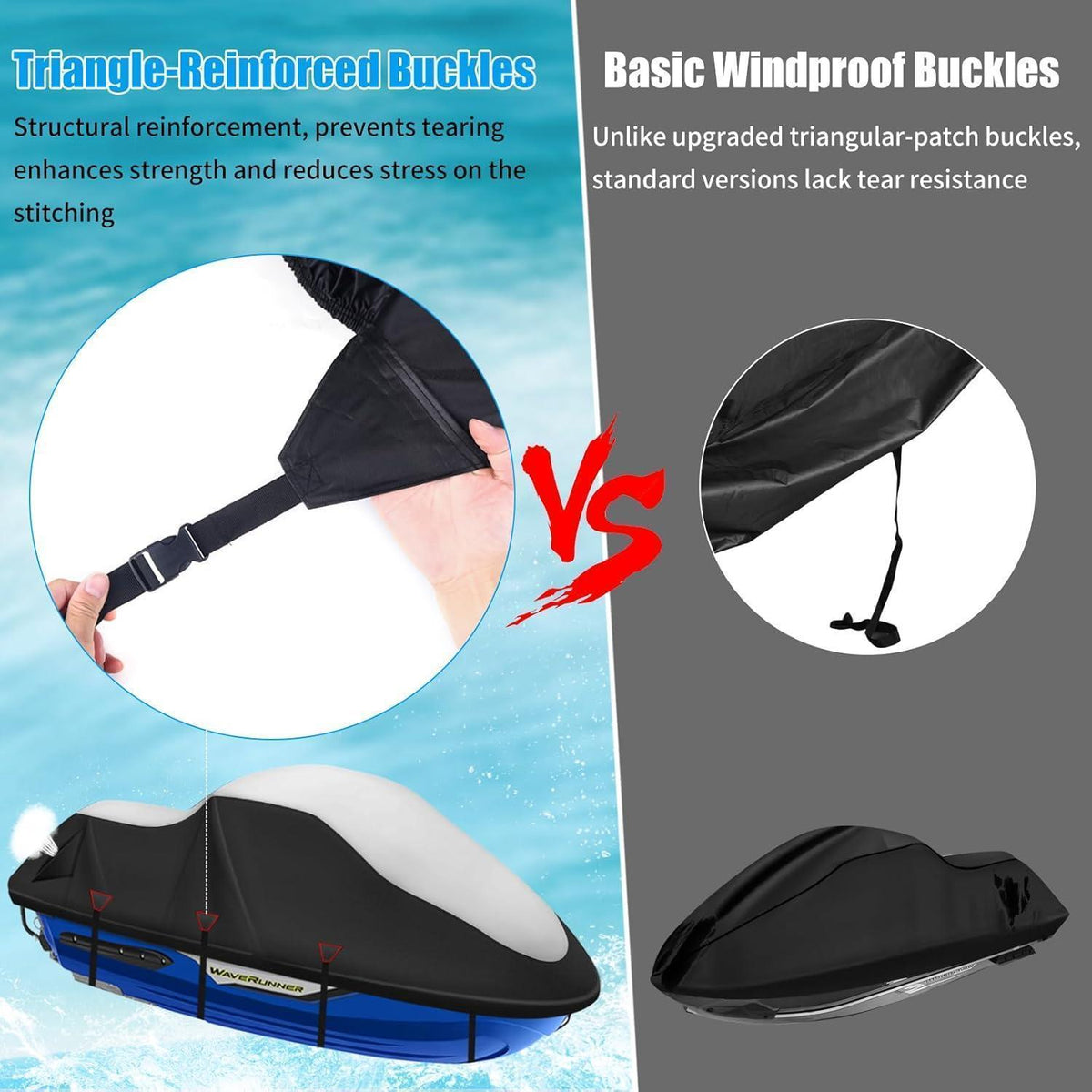 Jet Ski Abdeckung 900D, XL (290-305cm) mit Windschutz