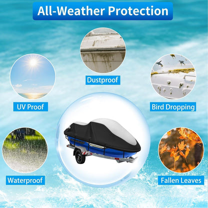 Jet Ski Abdeckung 900D, XL (290-305cm) mit Windschutz