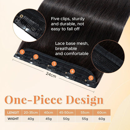 Echthaar Clip Ins – Natürliches Schwarz, 25cm, 40g