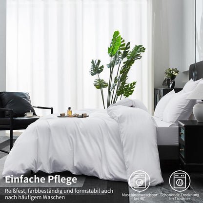 Mako Satin Bettwäsche Set 220x240 Weiß – Weich & Kühlend