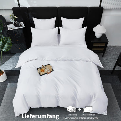 Mako Satin Bettwäsche Set 220x240 Weiß – Weich & Kühlend