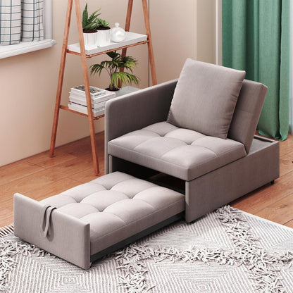 3-in-1 Schlafsofa mit Leinenstoff & verstellbarer Rückenlehne (Grau)