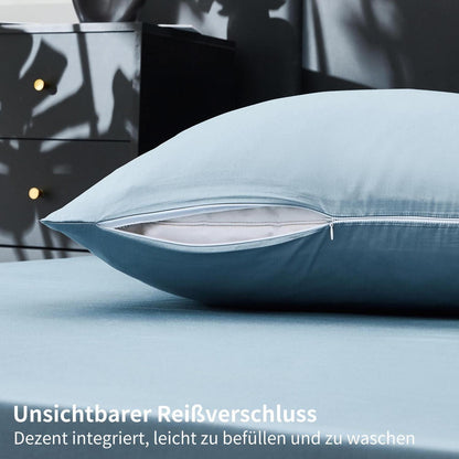 Mako Satin Bettwäsche Set 220x240 Hellblau – Weich & Kühlend