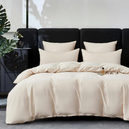 Mako Satin Bettwäsche Set 220x240 Hellbeige – Weich & Kühlend