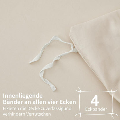 Mako Satin Bettwäsche Set 220x240 Hellbeige – Weich & Kühlend