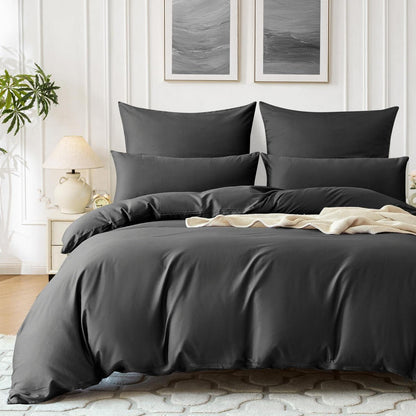 Satin Bettwäsche Set 220x240 Anthrazit – 3-teilig, Kühlend
