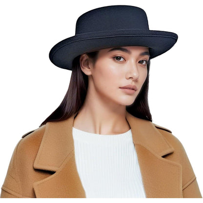 Filzhut Fedora Damen Herren Vintage mit Schleife Schwarz