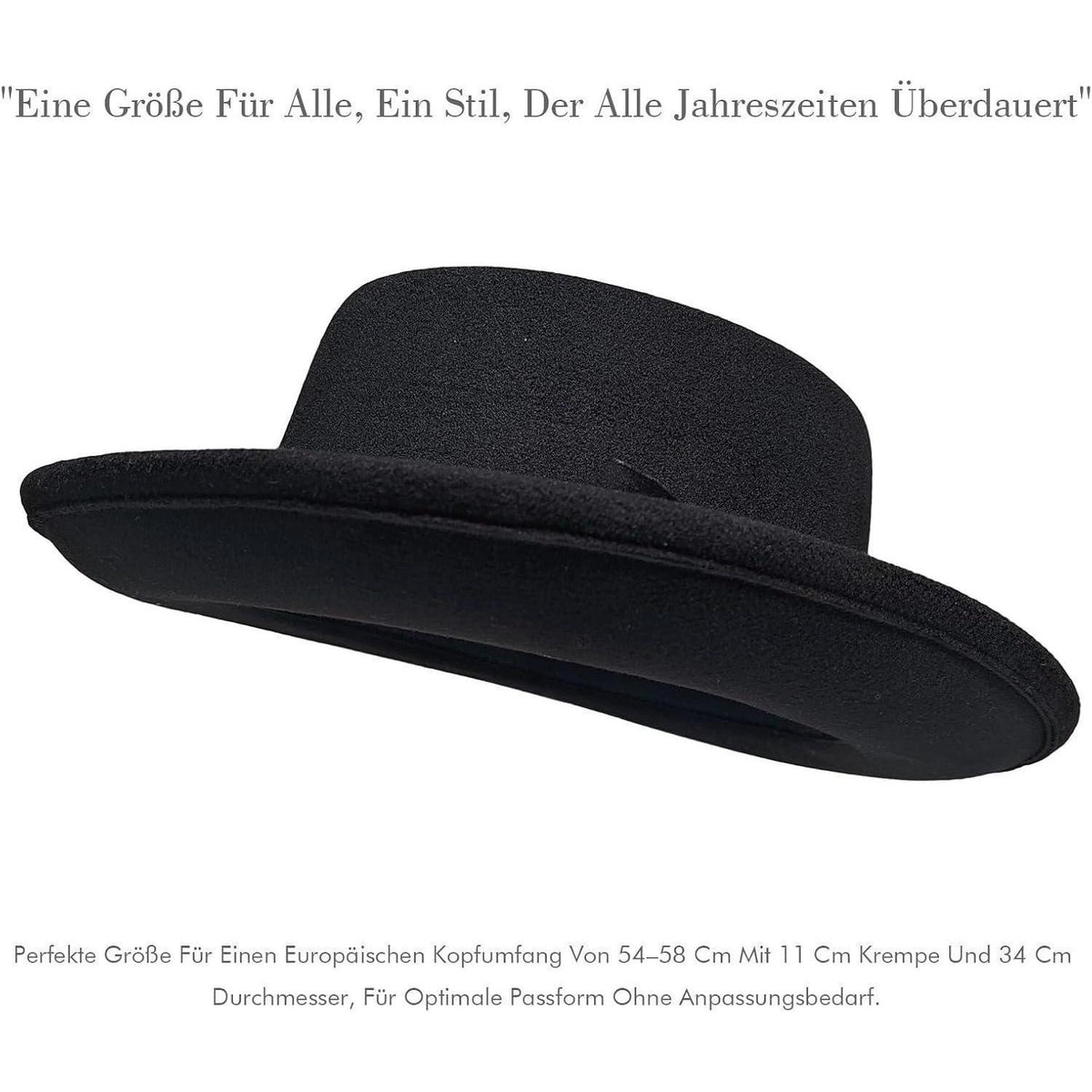 Filzhut Fedora Damen Herren Vintage mit Schleife Schwarz
