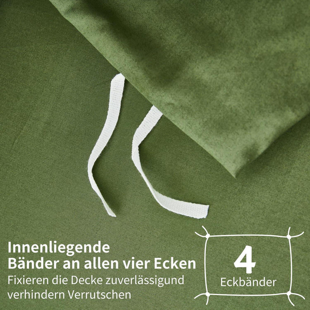Mako Satin Bettwäsche Olivgrün 220x240 | 3-teilig & Kühlend
