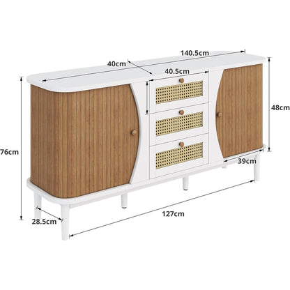 Schmale Kommode mit Rattan Schubladen – Multifunktions Sideboard