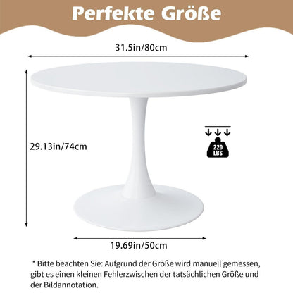 Runder Esstisch weiß 80cm – Küchentisch für 2-4 Personen