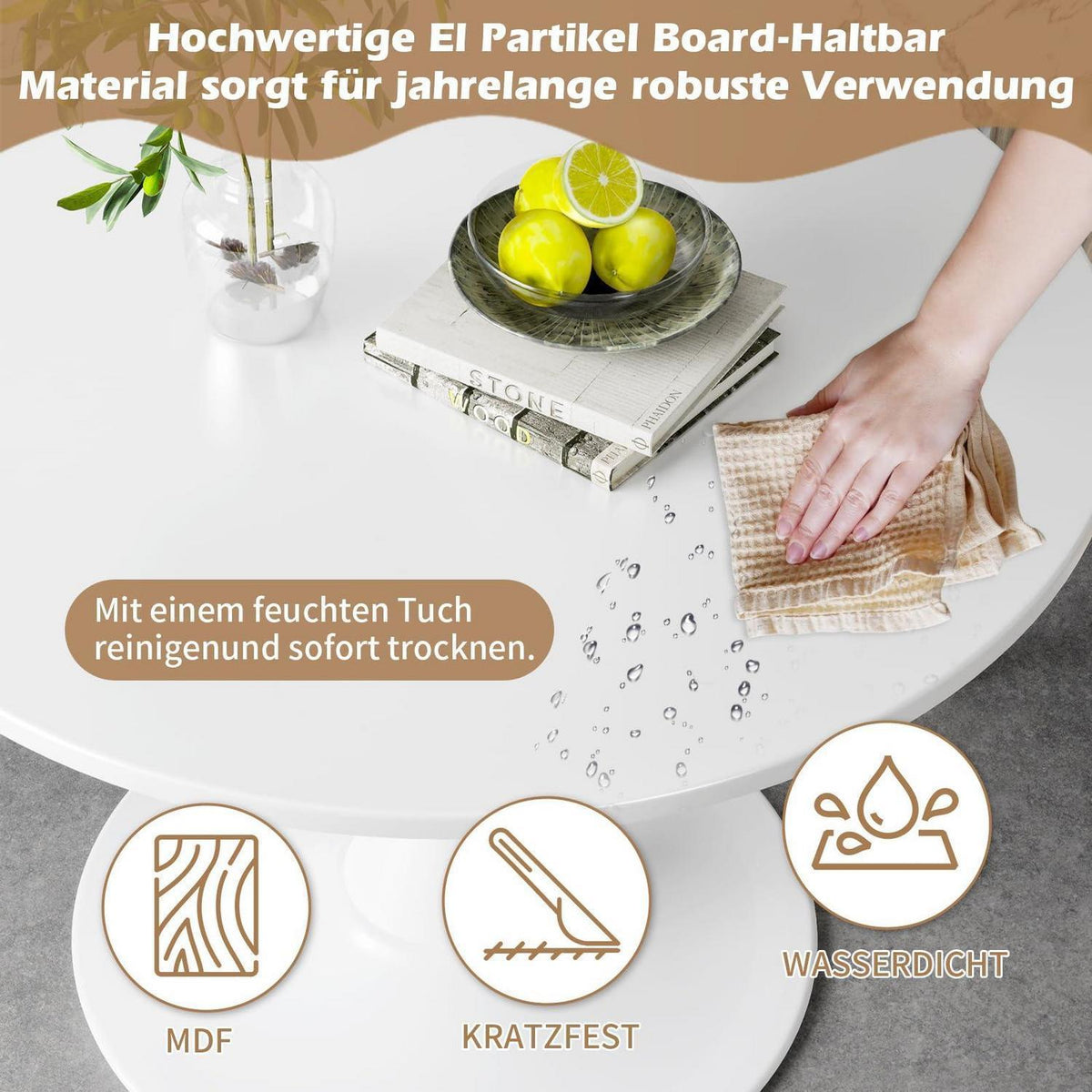 Runder Esstisch weiß 80cm – Küchentisch für 2-4 Personen