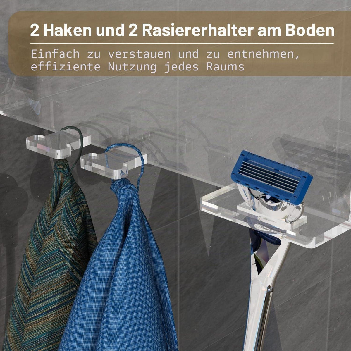Hängende Acryl Duschablage ohne Bohren mit Haken