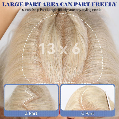Platinblond Lockenperücke 24 Zoll 13x6 HD Spitze