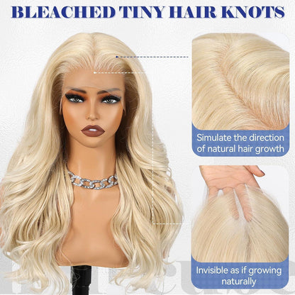 Platinblond Lockenperücke 24 Zoll 13x6 HD Spitze