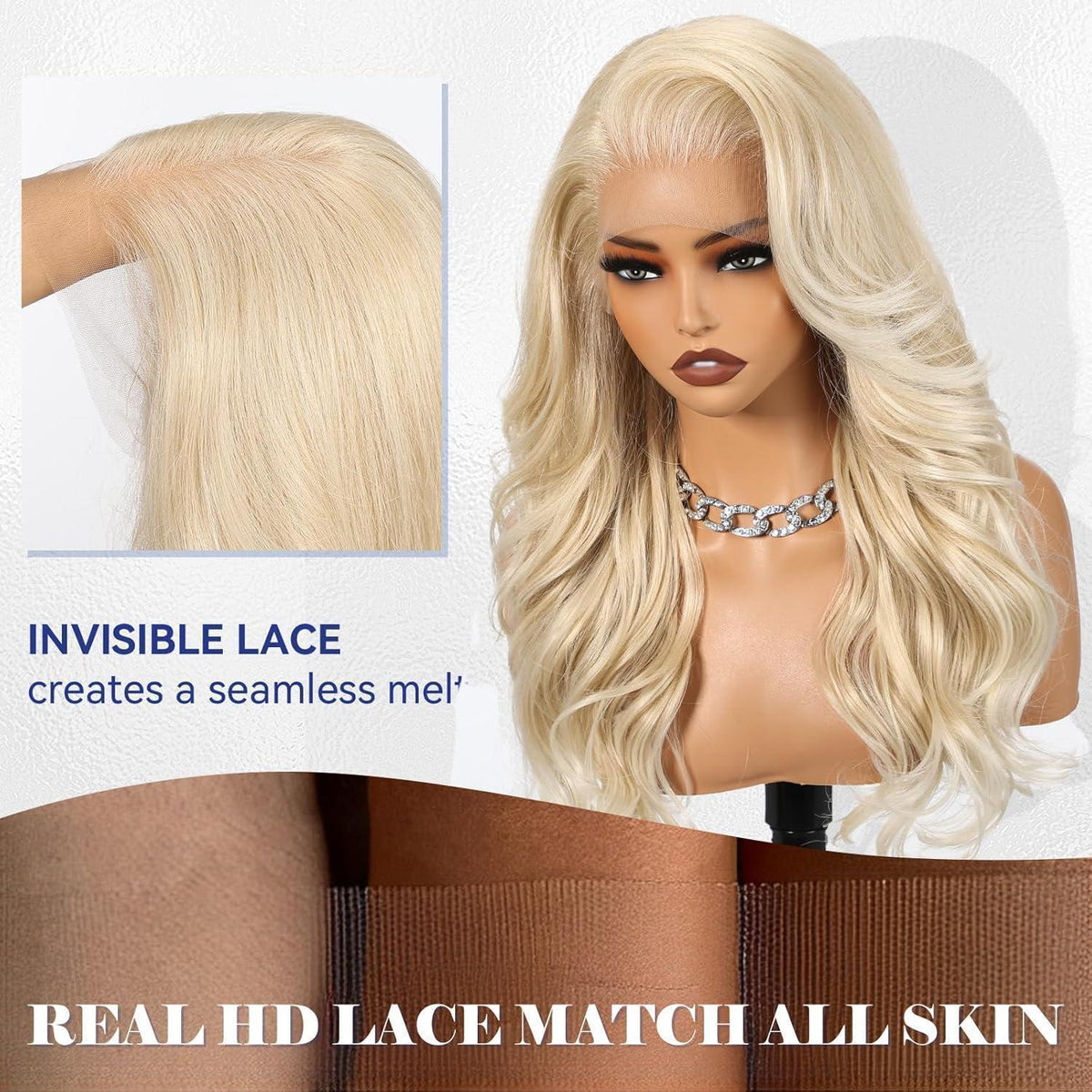 Platinblond Lockenperücke 24 Zoll 13x6 HD Spitze