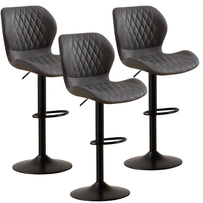 Barhocker Set 3 Stück, Höhenverstellbar & Drehbar, Dunkelgrau