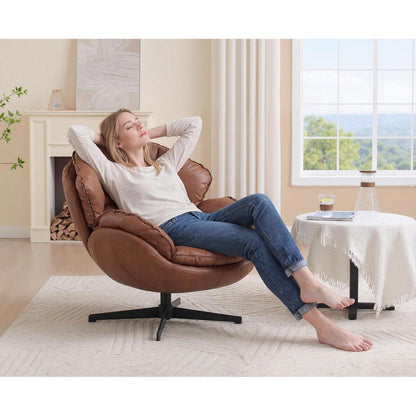 Moderner Loungesessel mit Drehfunktion & Lendenwirbelstütze (Braun)
