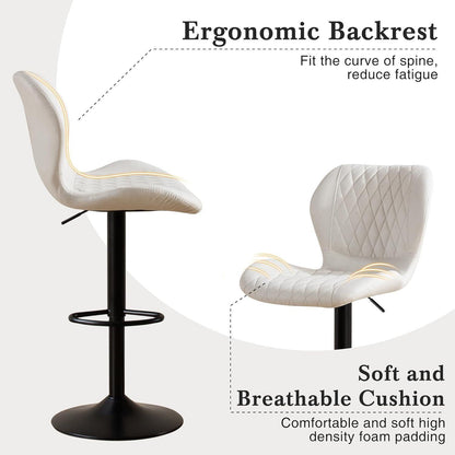 Barhocker mit Lehne, höhenverstellbar, beige, 3er Set